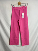 ZARA. Pantalones culotte rosa fucsia. T 36