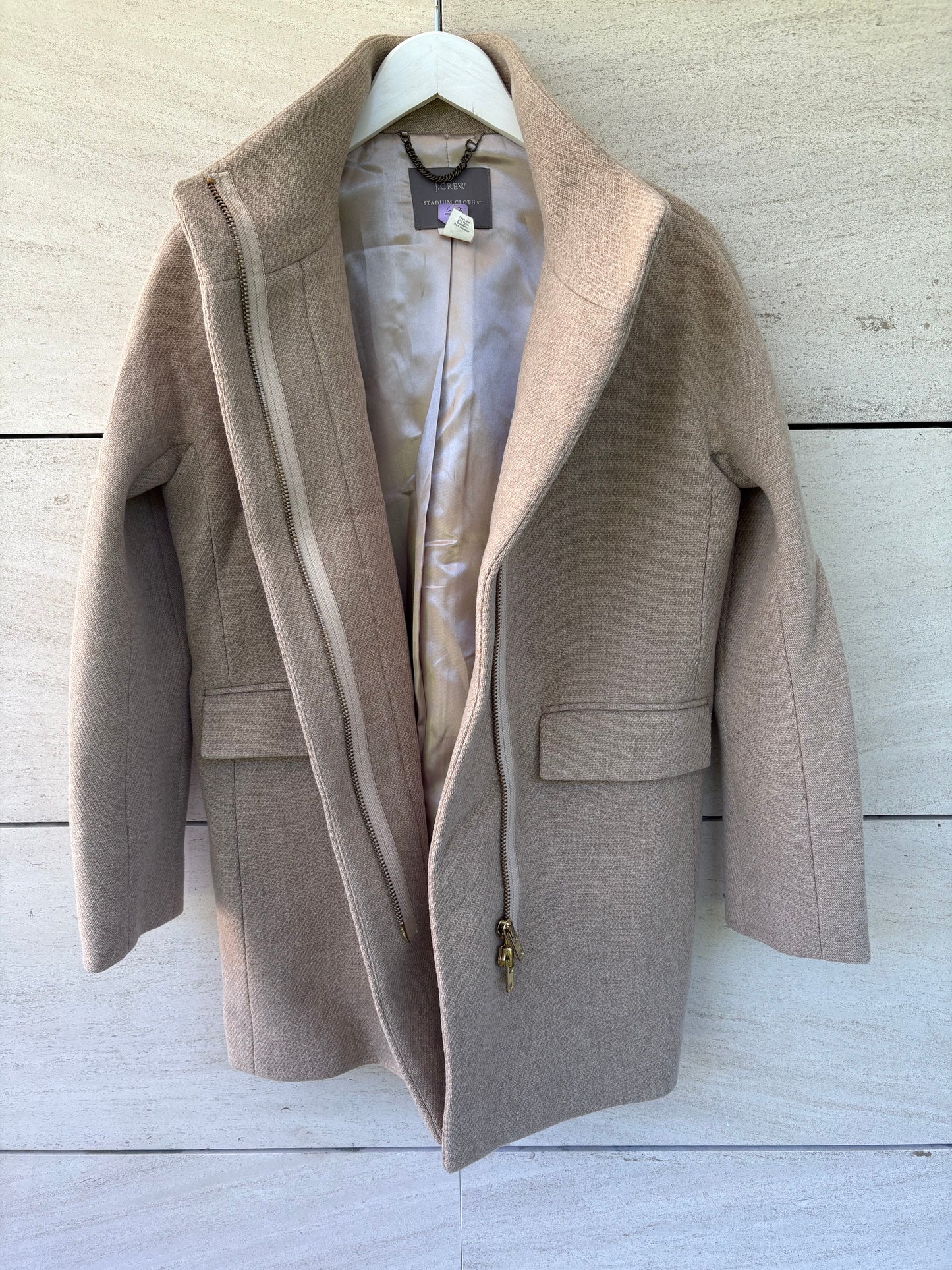 J CREW. Abrigo beige lana. T S