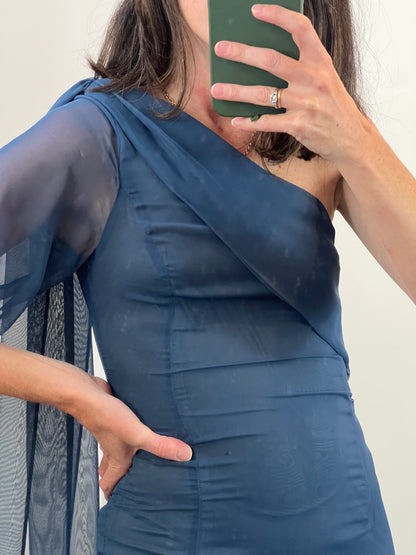 M DE J. Vestido azul asimétrico T.s