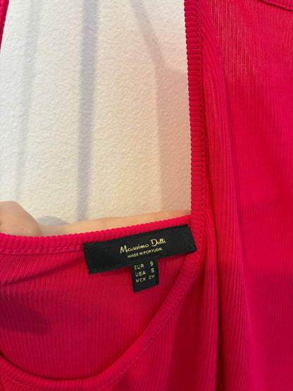 MASSIMO DUTTI. Top rosa textura