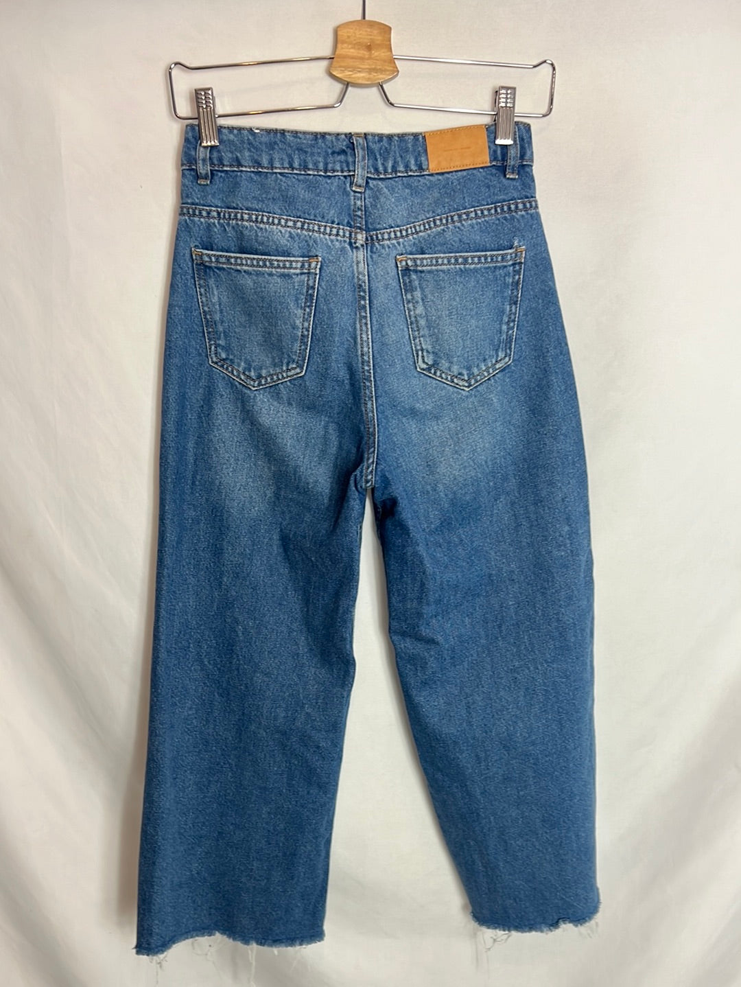 MANGO. Wide-leg denim with fringes. Size 12 years