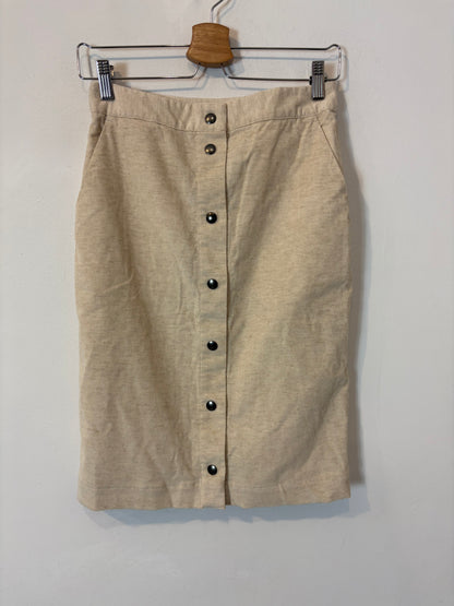 MASSCOB. Falda midi beige jaspeada