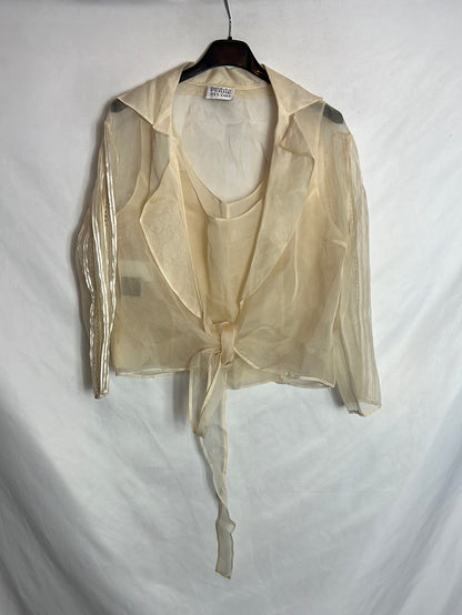 GIANFRANCO FERRÉ. Silk set with sleeve detail. Size 42