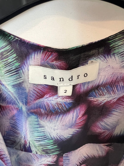 SANDRO. Black palm tree blouse TM