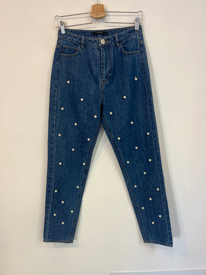 UTERQÜE. Denim recto perlas. T 38
