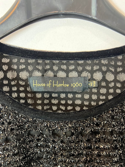 HOUSE OF HARLOW. Top negro rejilla brillo. T M