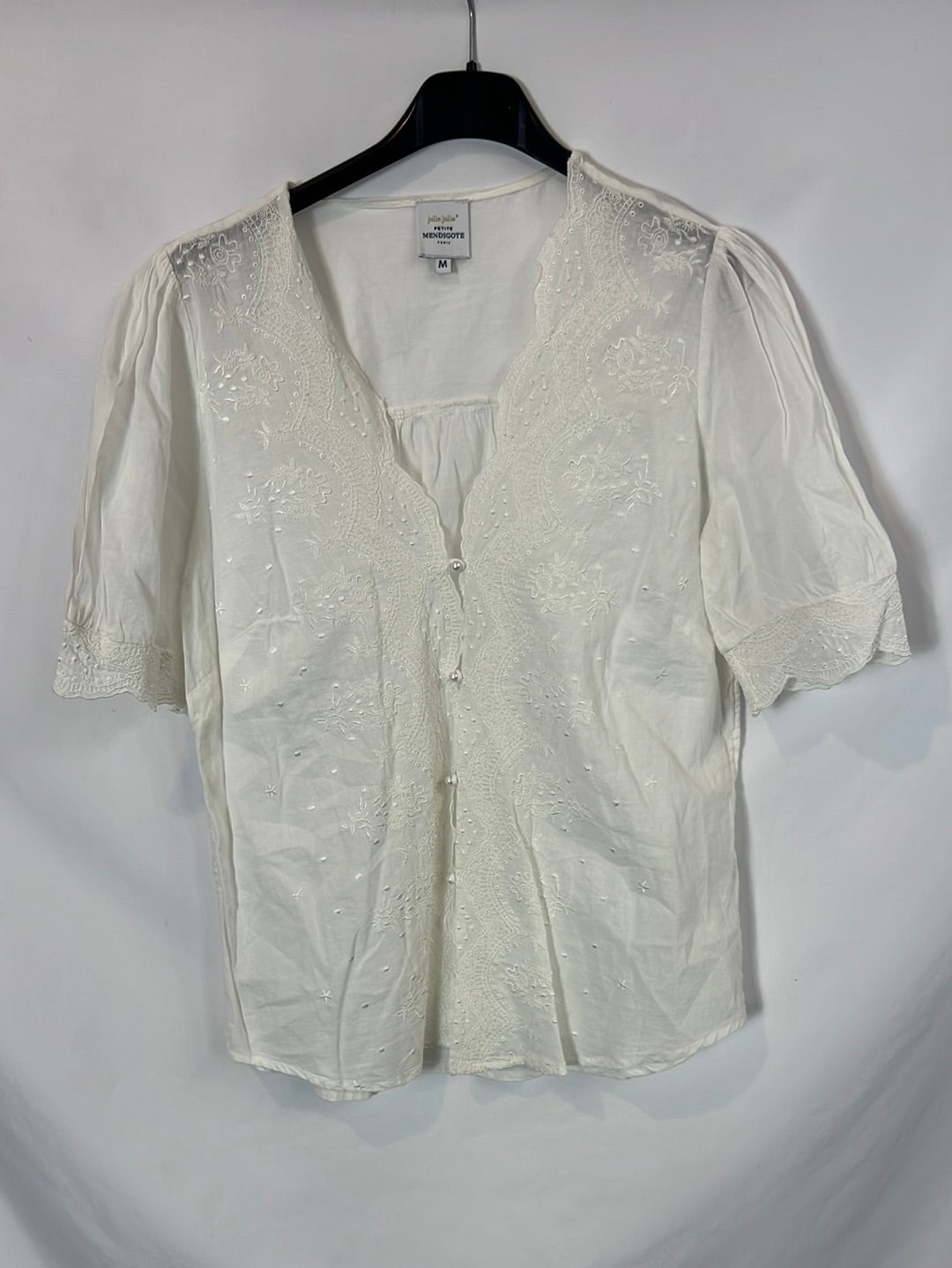 JOLIE JOLIE. Blusa blanca algodón bordado T.m