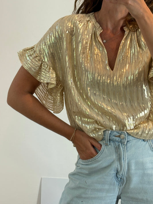 MASSCOB. Blusa seda dorada. XS