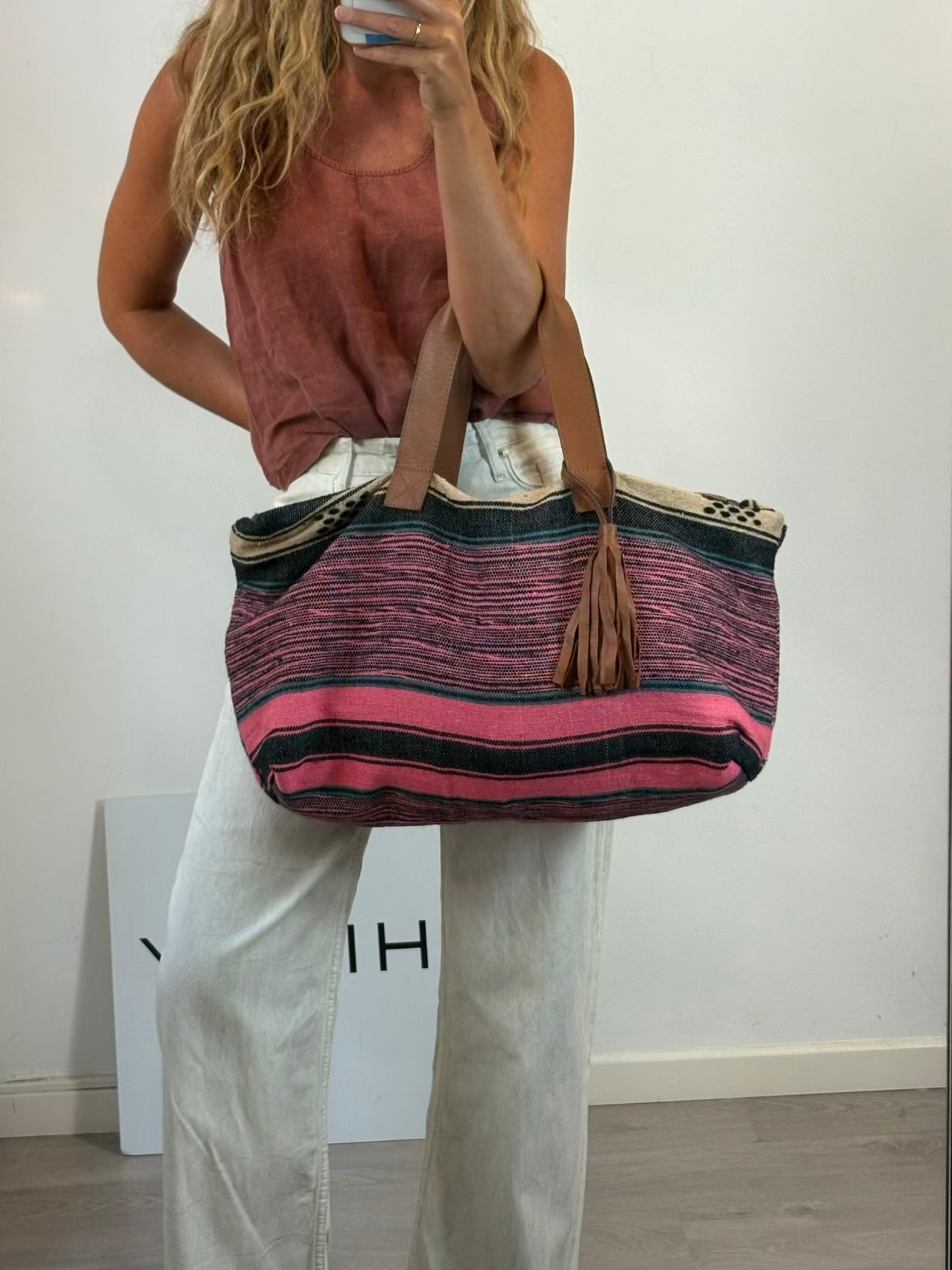 LALLA Marrakech. Bolsa de viaje tela asas en piel