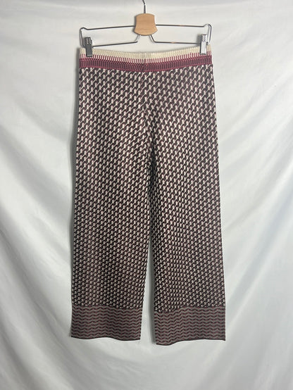 ZARA. Pantalón culotte textura estampado. T S