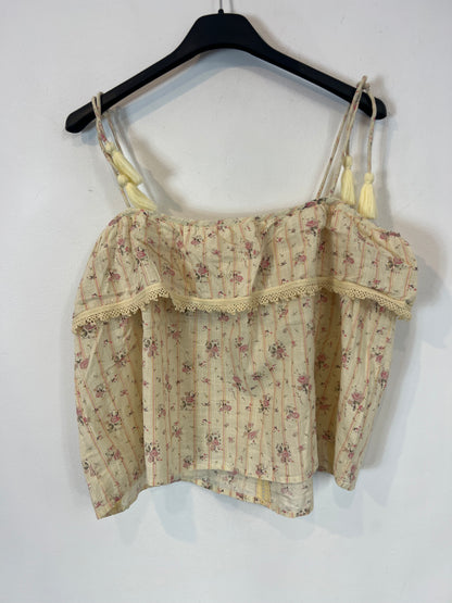 BA&SH. Top beige flores T.1(S)