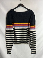 FREE PEOPLE. Jersey gris oscuro rayas. T XS