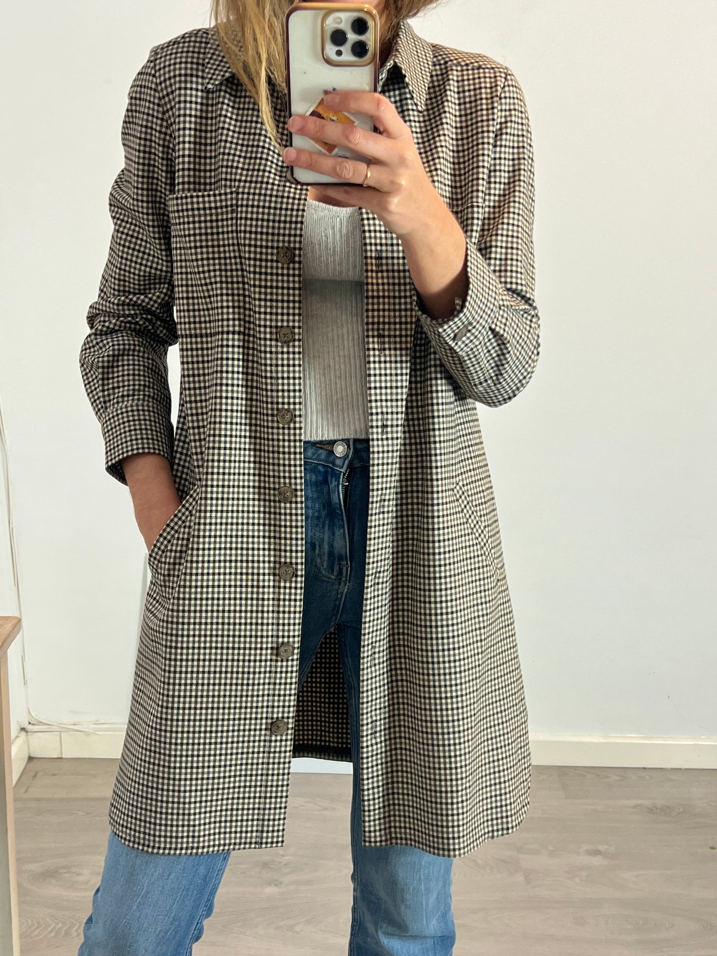 PEDRO DEL HIERRO. Chaqueta cuadros tonos tierra T.m