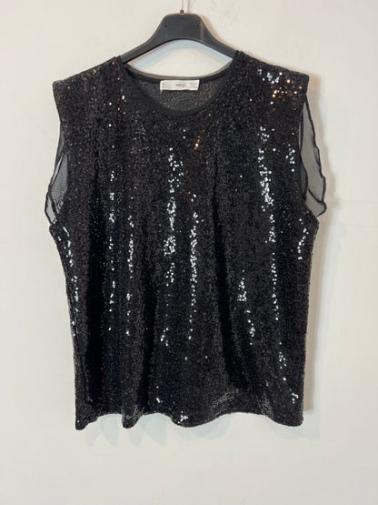 MANGO. Top negro lentejuelas. T M