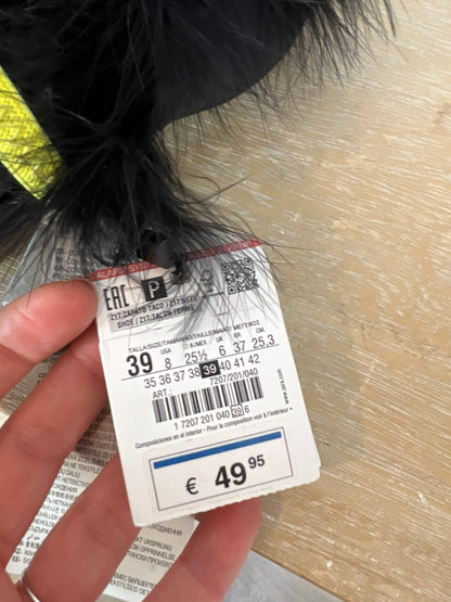 ZARA. Black open-heel fluorescent sandal. Size 39