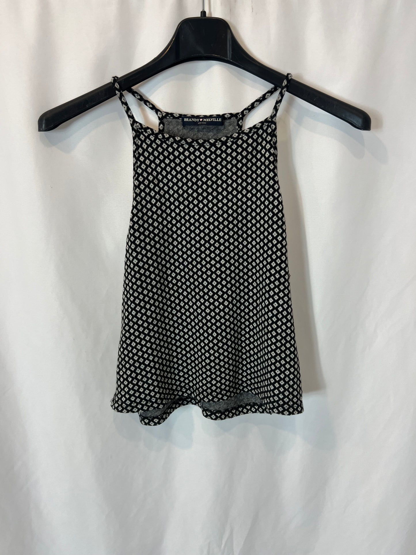 BRANDY MELVILLE. Crop top negro estampado. T U (S/M)