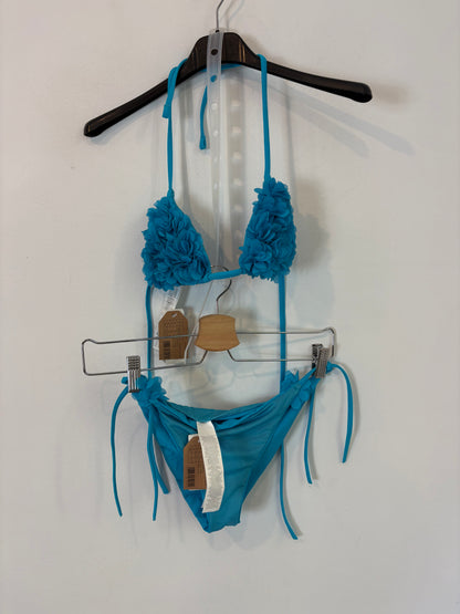 CALZEDONIA. Bikini azul turquesa pétalos. T XS/S
