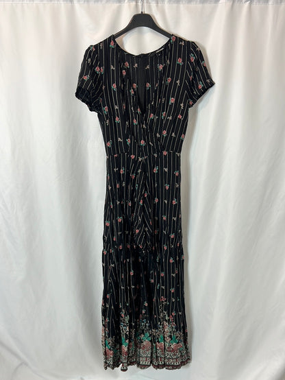 TALLY WEIJL. Mono  negro corto flores Txs