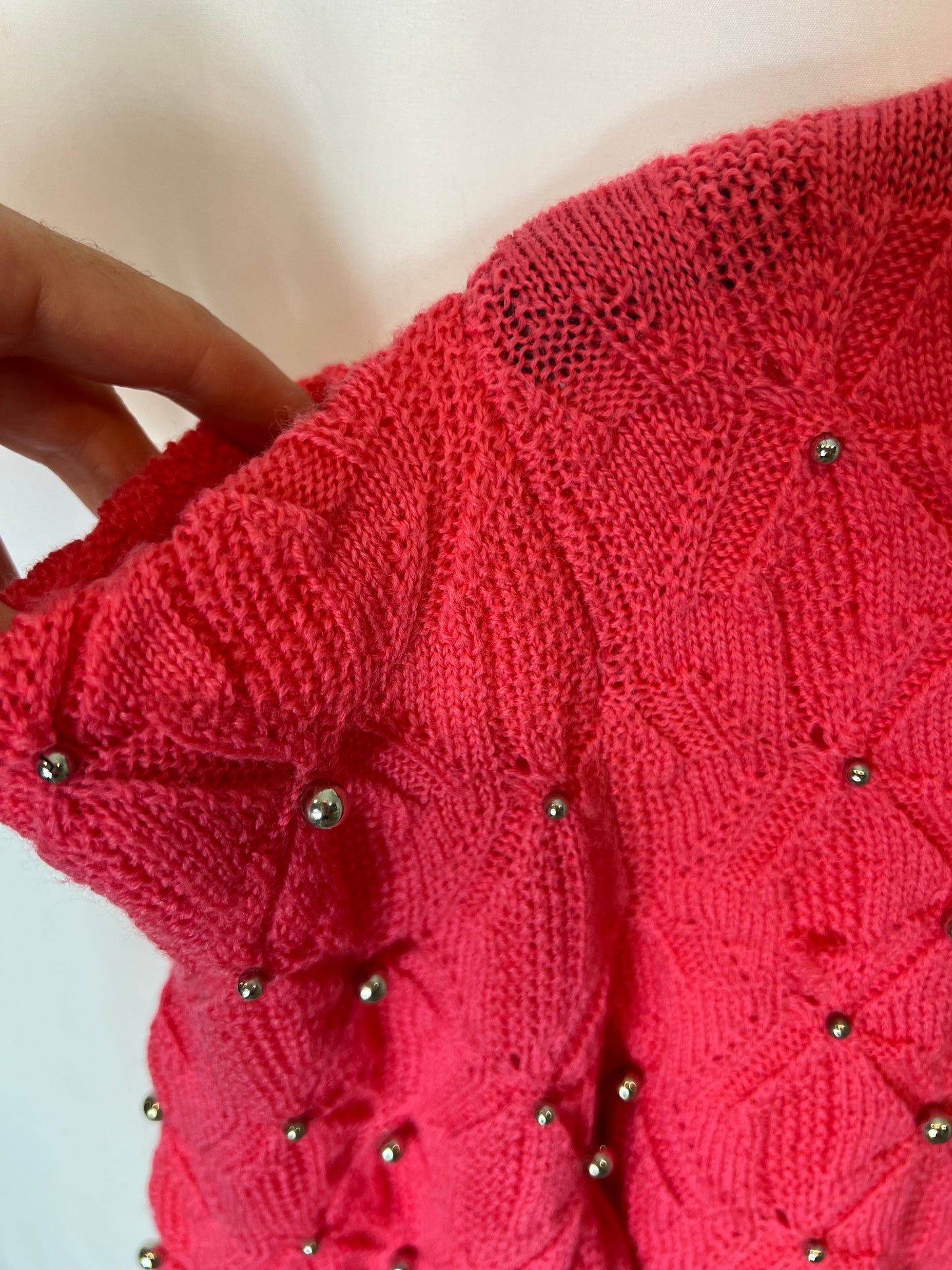 UTERQÜE. Jersey rosa perlas plateadas T.s