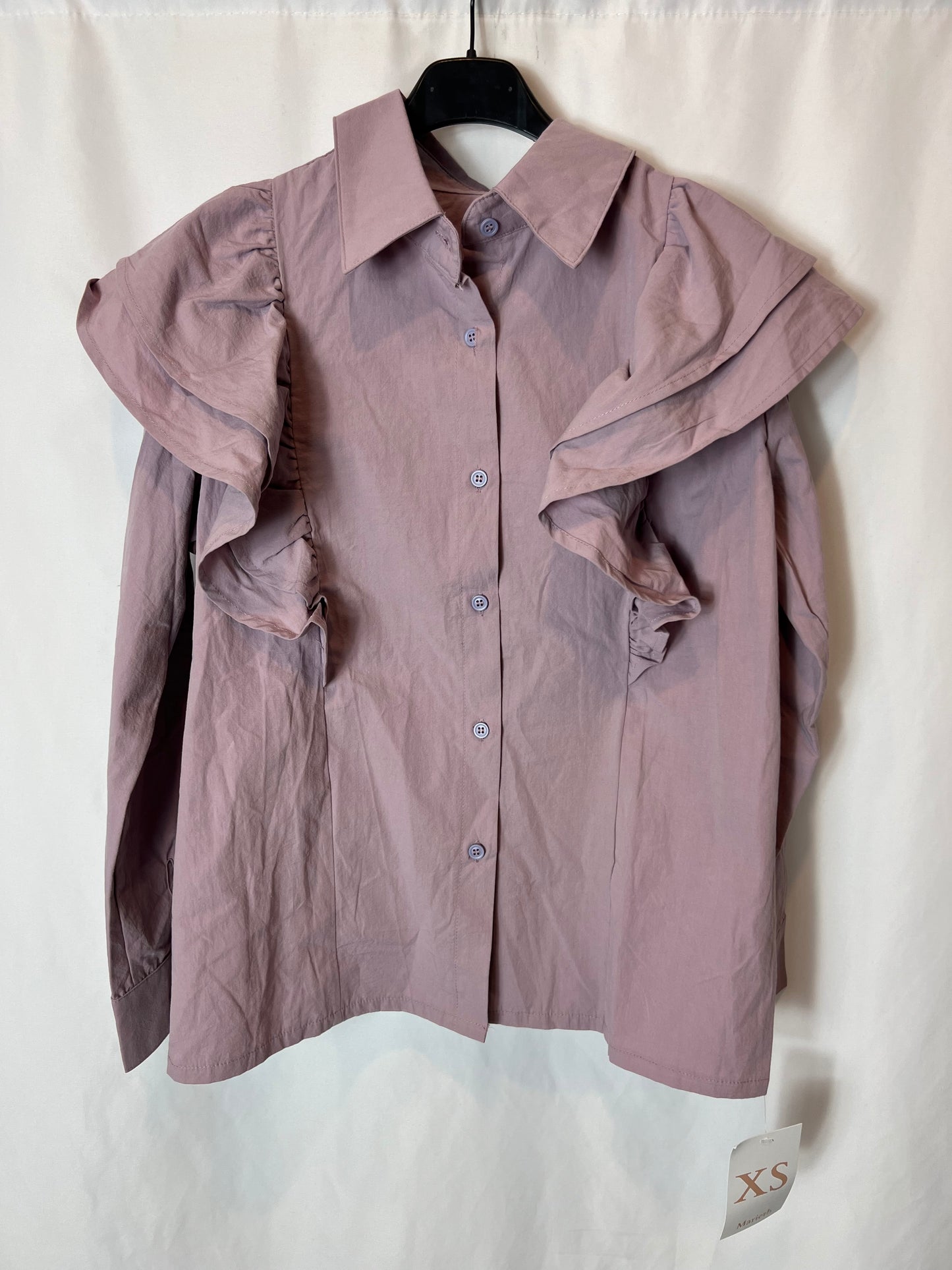 MARIETH. Mauve blouse with ruffles T.xs
