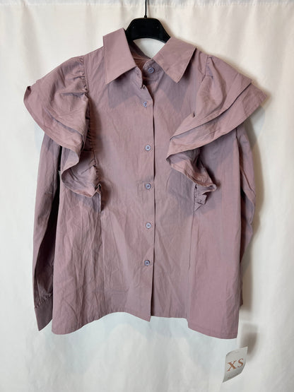 MARIETH. Mauve blouse with ruffles T.xs