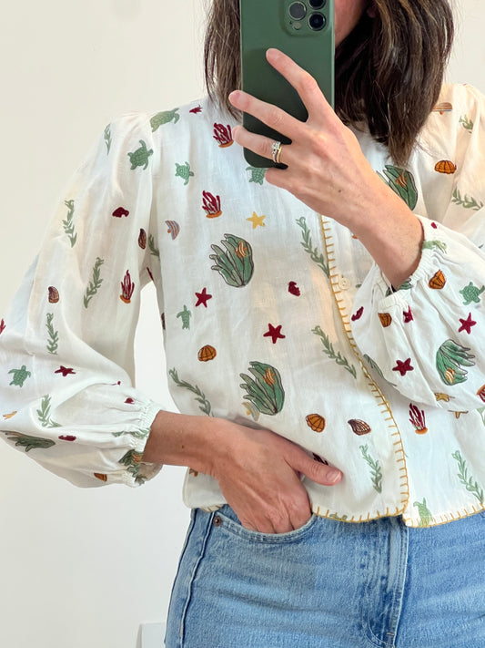 MICHONET. Blusa detalles bordados. T XS