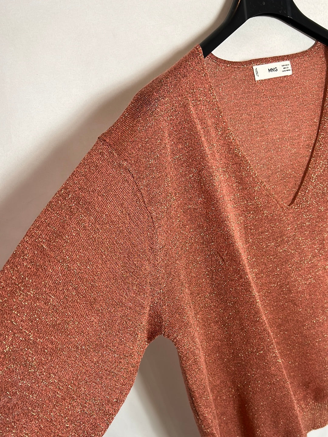 MANGO. Top naranja hilos metálicos  T.s