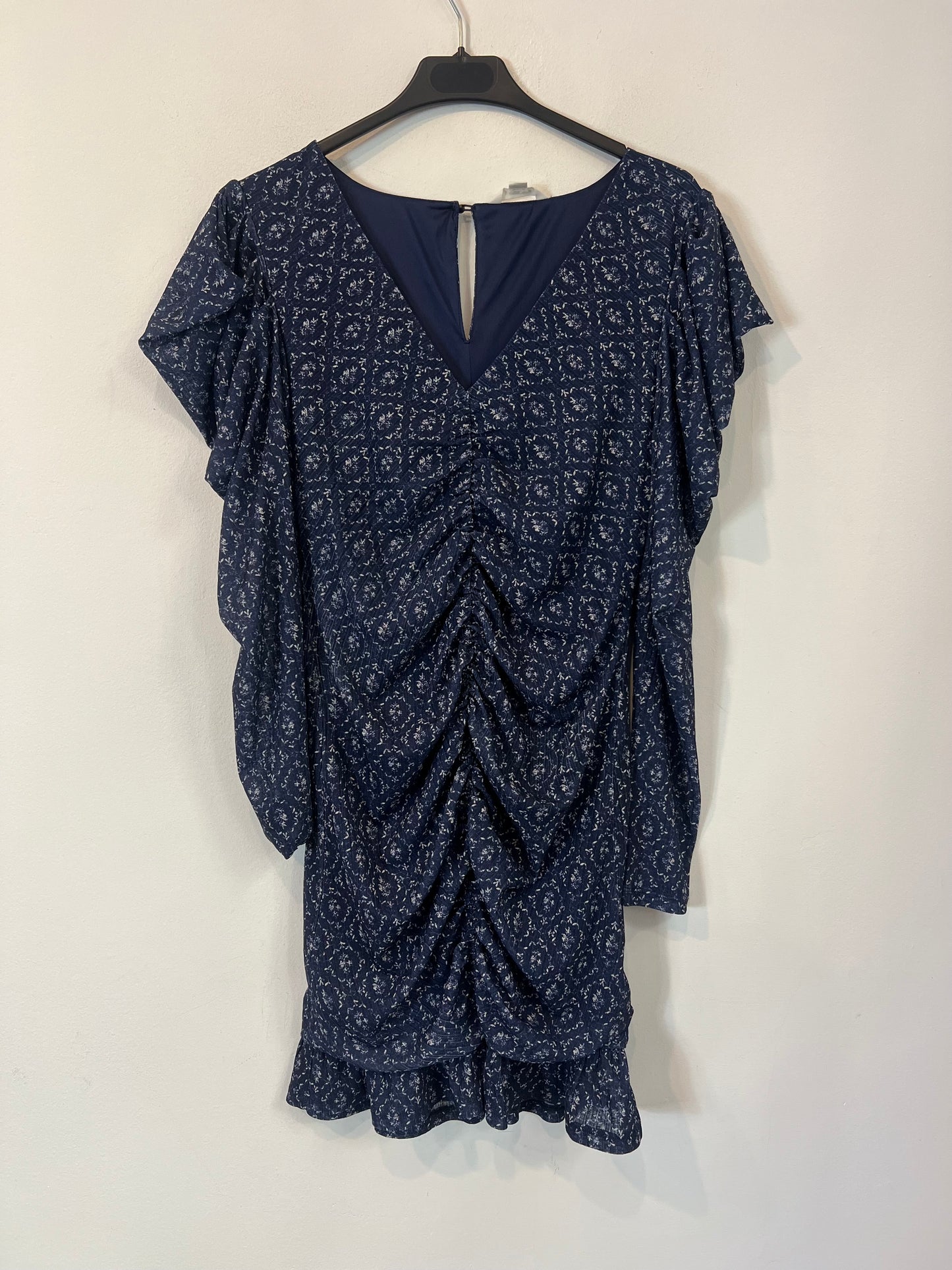 SPRINGFIELD. Vestido azul fruncido  T.m