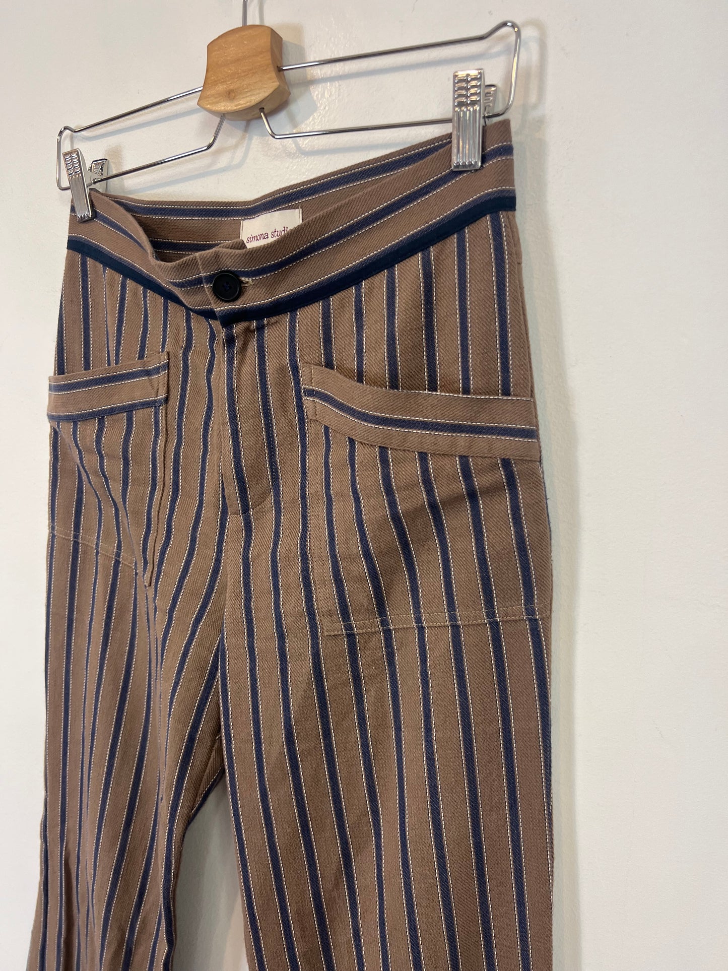 SIMONA STUDIO. Brown striped trousers, size 36