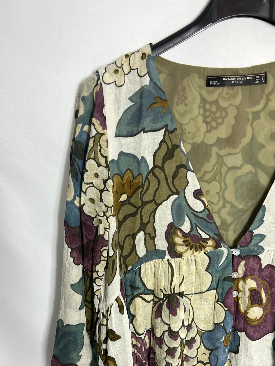 ZARA. Blusa agodon estampada. T s