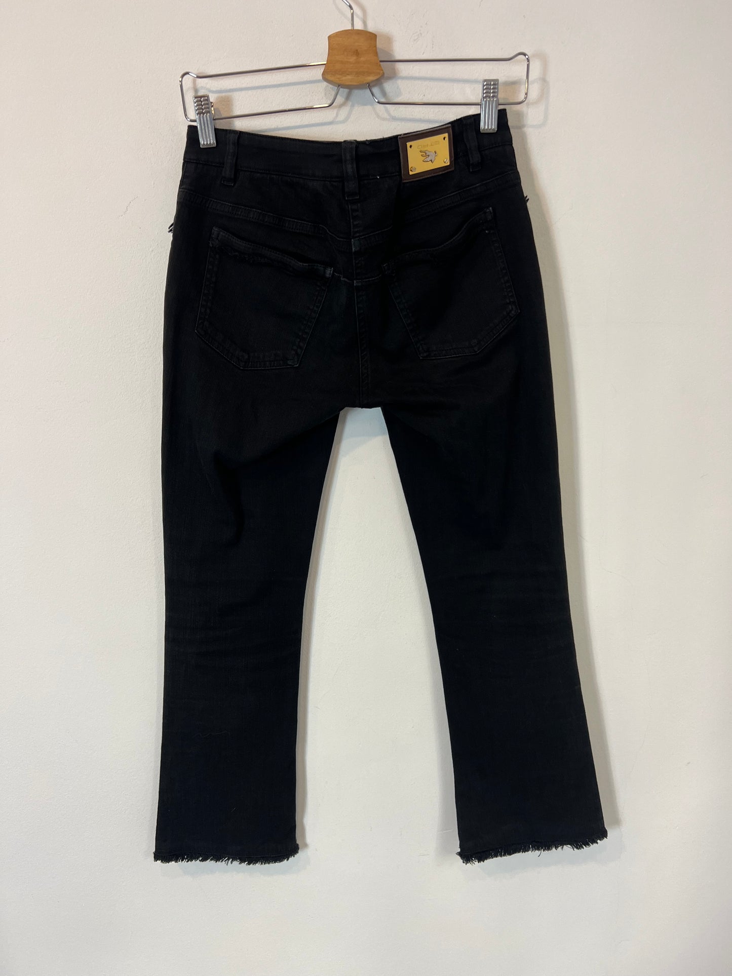 ETRO. Denim negro detalle flecos. T 27 (36)