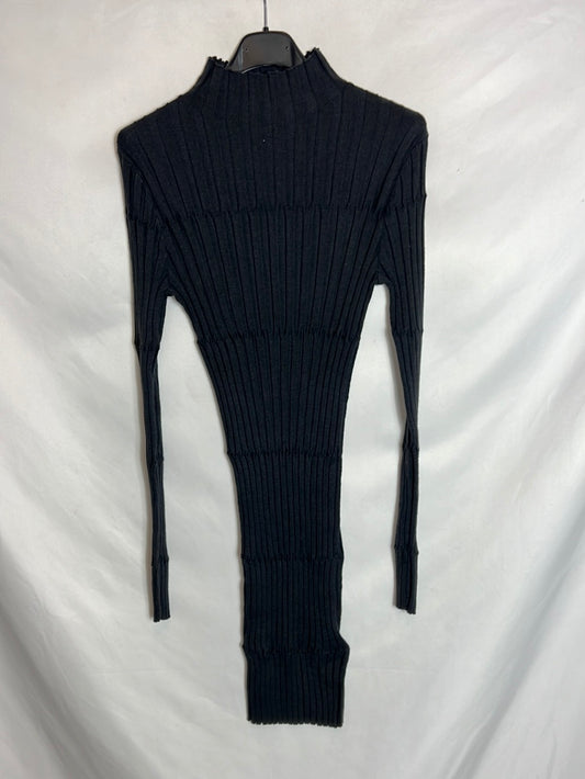 ZARA. Vestido corto canalé grisáceo . T M