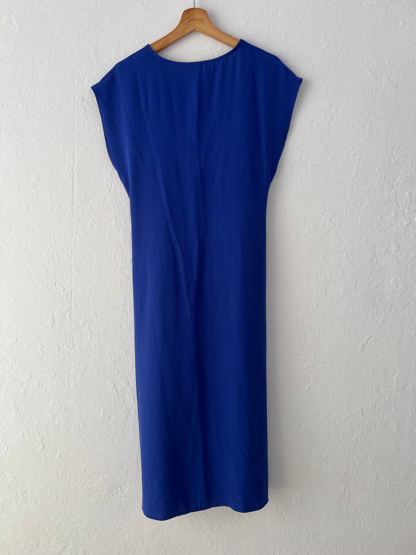 ZARA. Vestido azul detalles fruncidos T.m