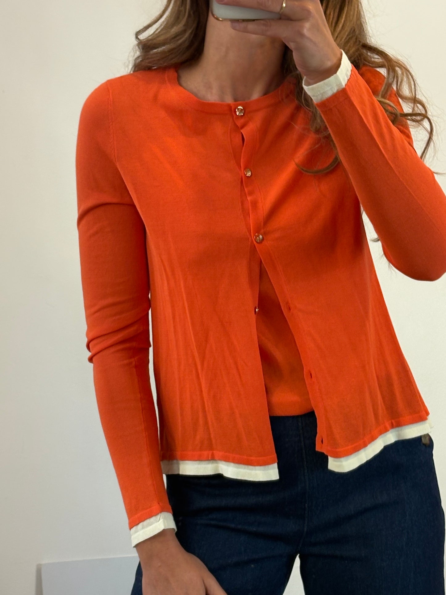 ZARA. Conjunto top y chaqueta de punto naranja