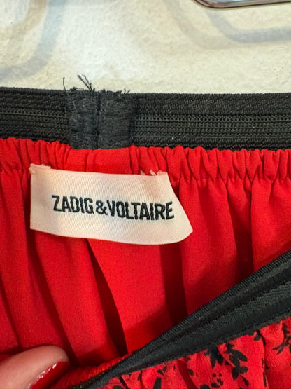 ZADIG & VOLTAIRE . Falda larga seda en rojo abertura