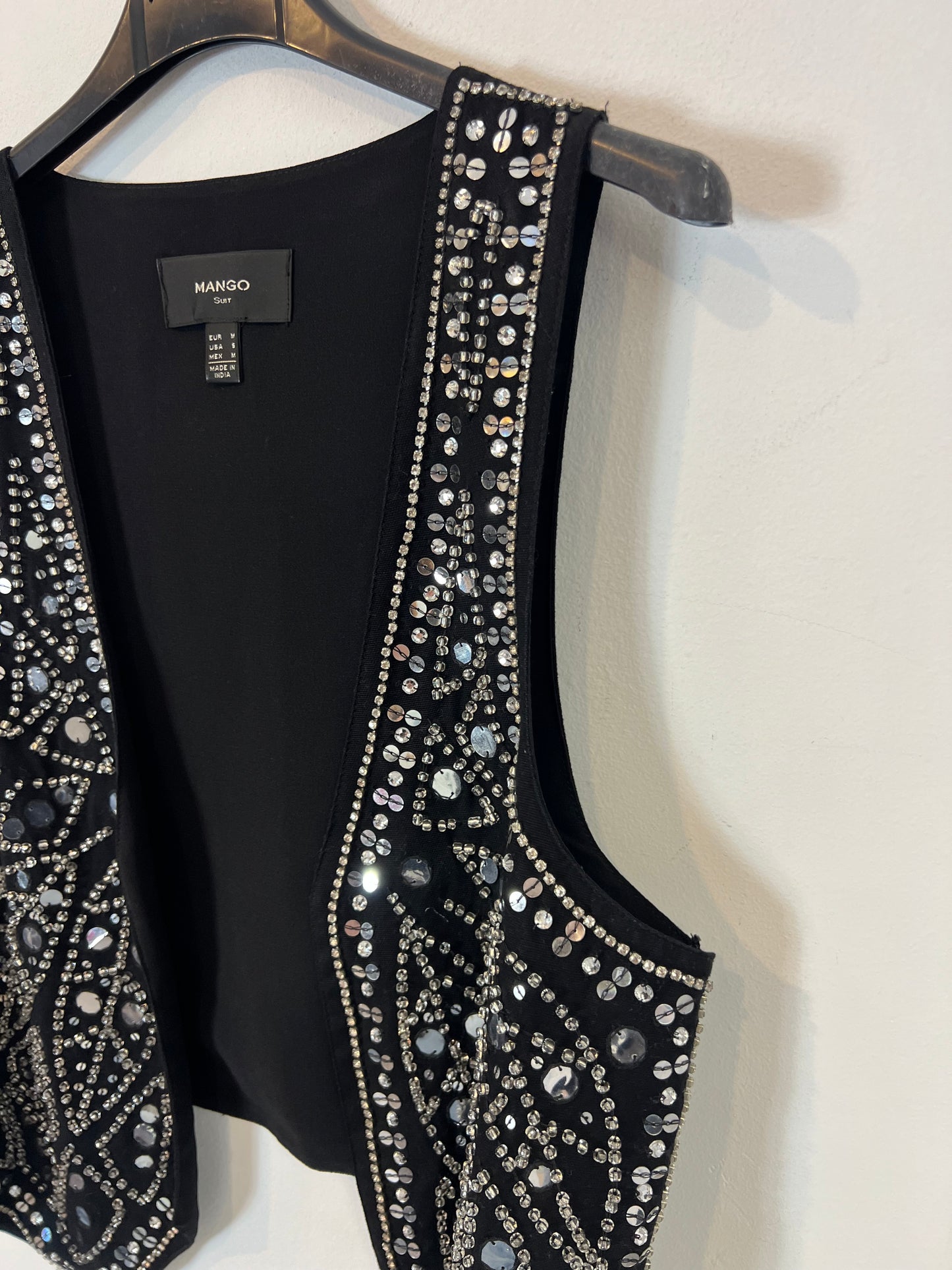 MANGO. Black rhinestone vest. TM