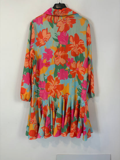 LILY ROSE. Vestido vuelo fucsias. T L