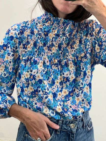 BEMOODYCOLLECTION. Blusa azul flores TU(s)