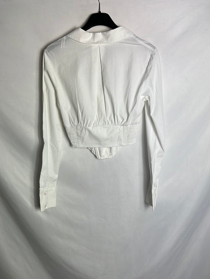BERHKA. Camisa crop blanca T.xs