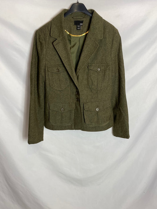 H&amp;M. Green wool jacket. Size 46 (L)