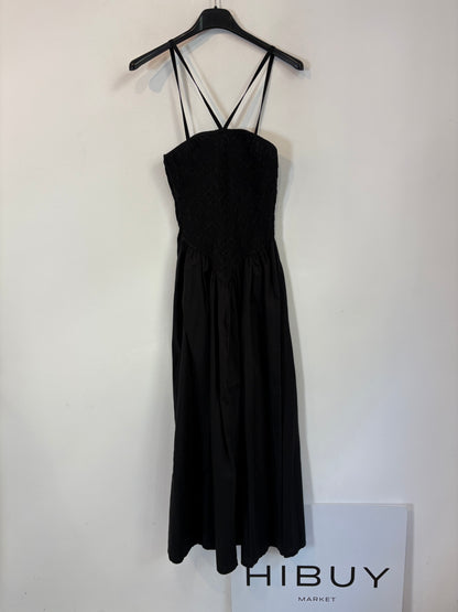 Vestido midi negro nido de abeja