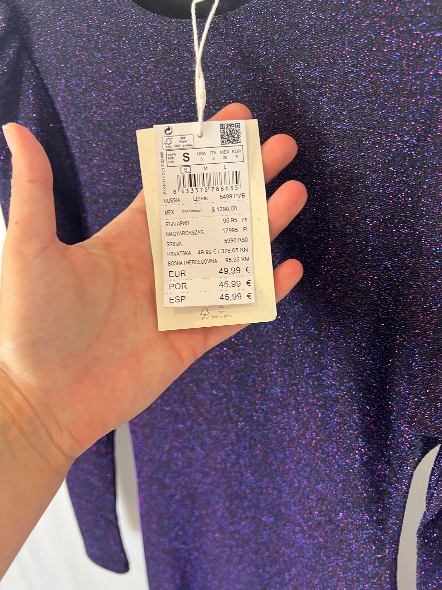 HIGH SPIRITS. Long purple dress with slits. TS