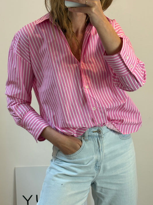 ZARA. Camisa rosa rayas