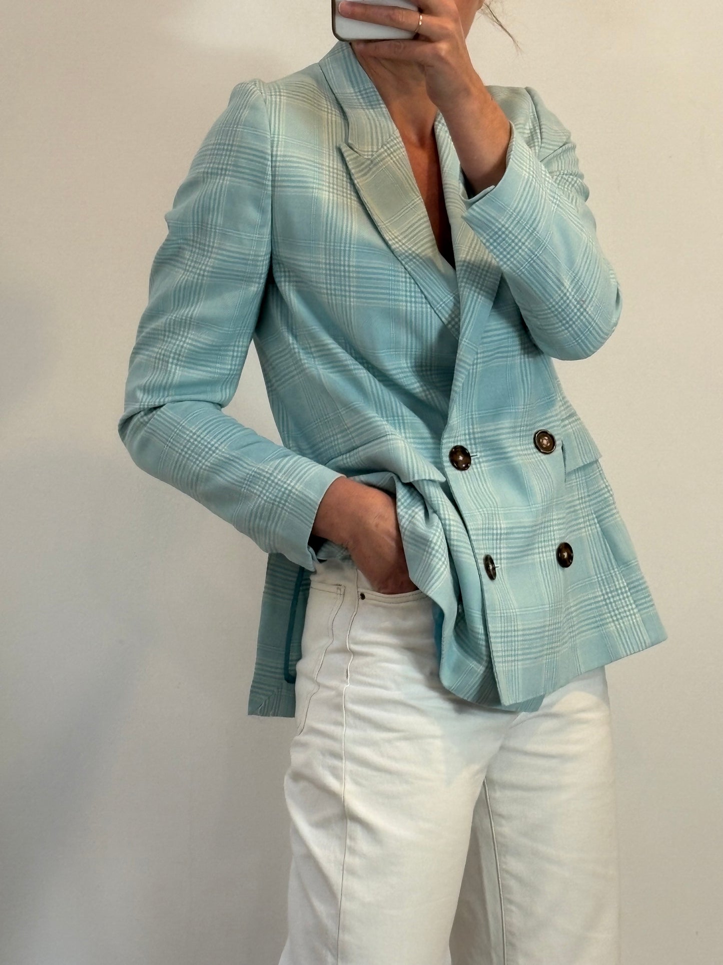 ESSENTIAL. Blue checked blazer, size 38