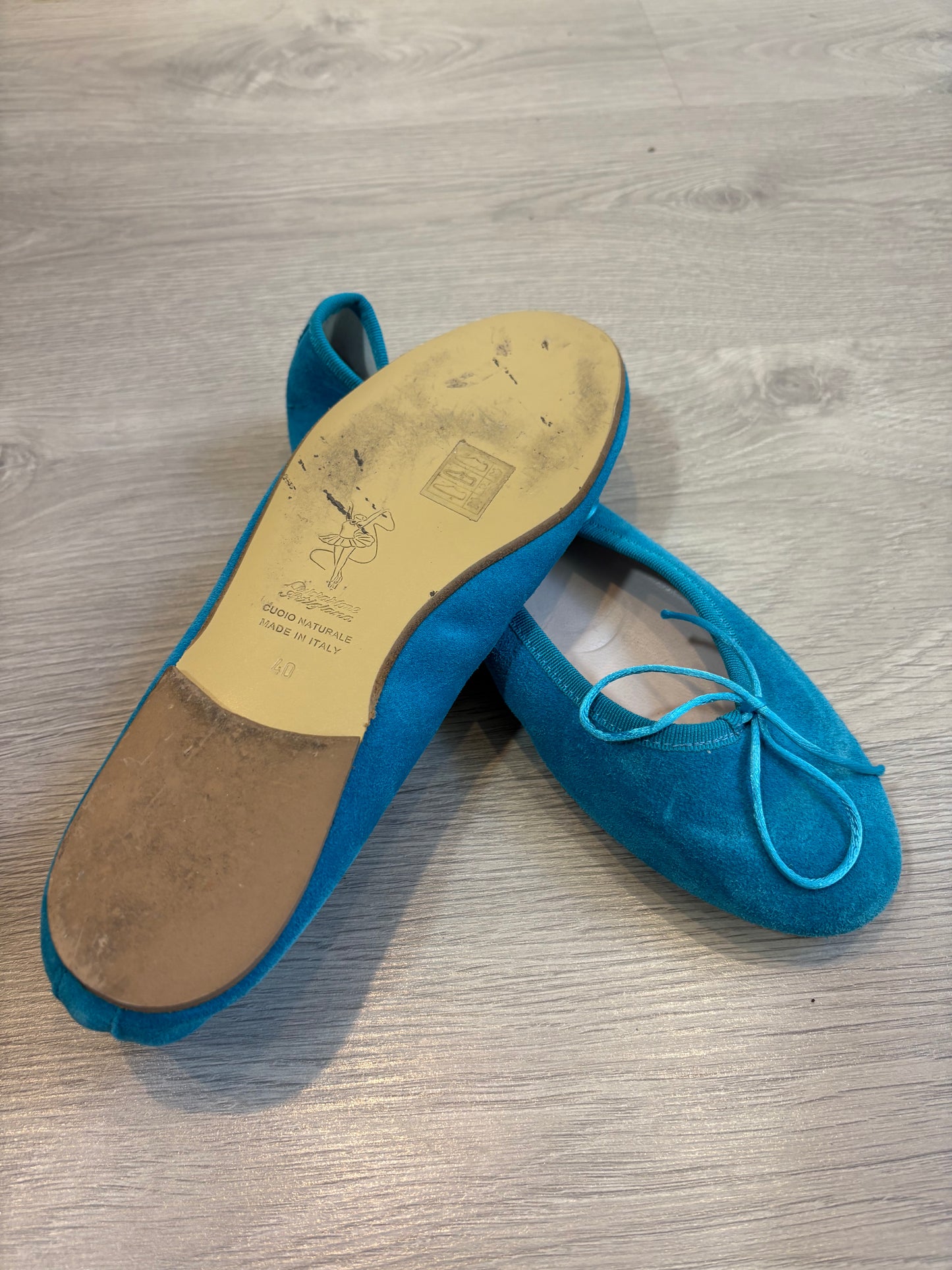 MUSGO. Bailarinas piel en turquesa. T 40