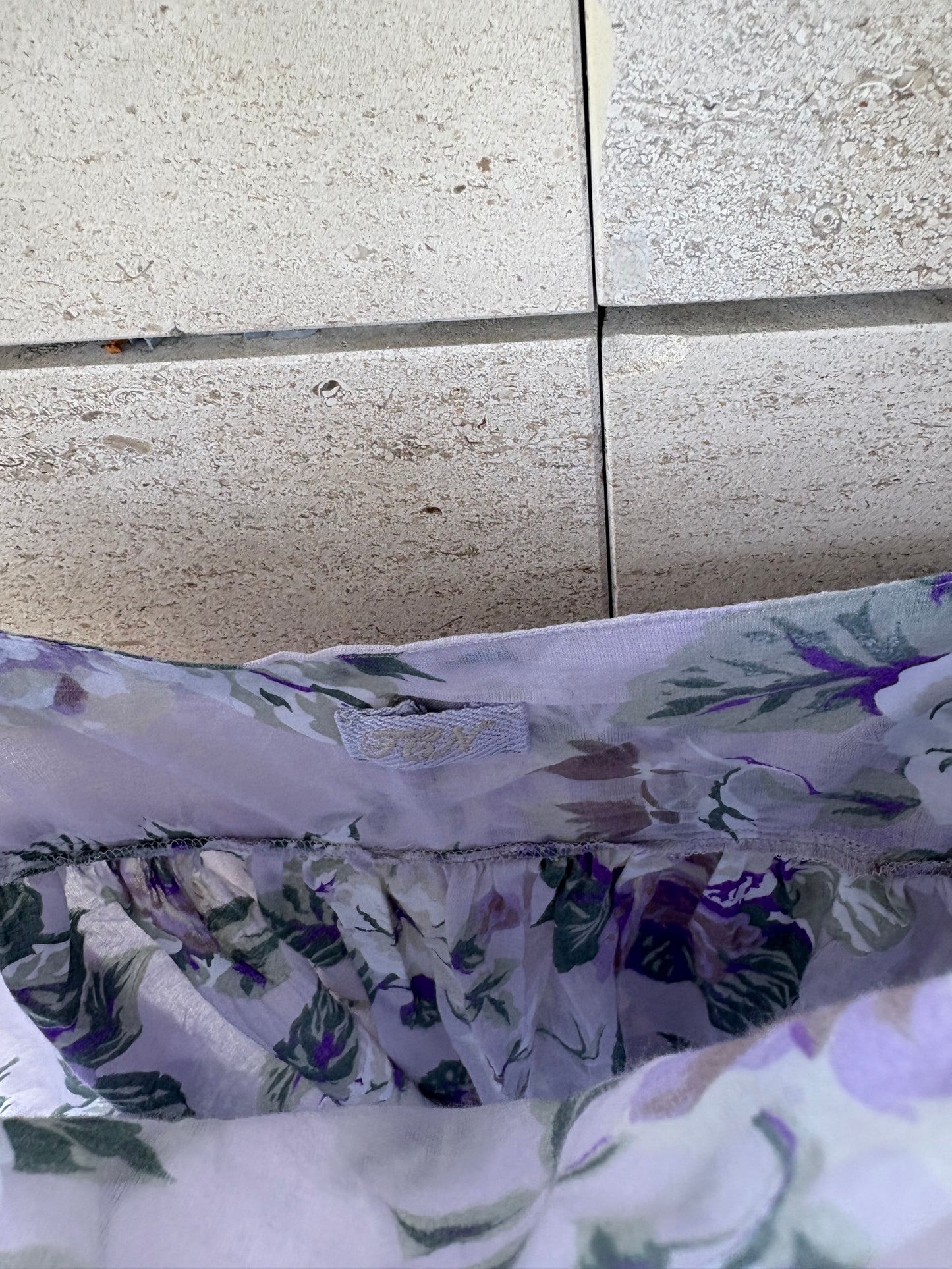 TCN. Long dress with mauve florals. TS/M