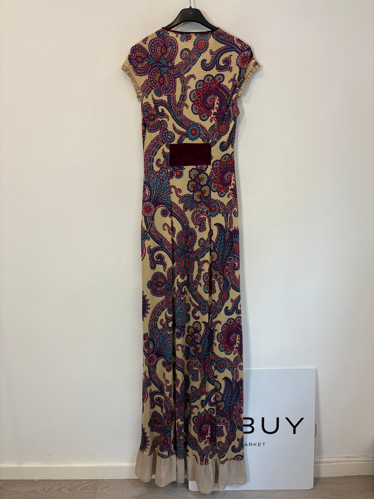 MONOPLAZA. Vestido largo estampado seda