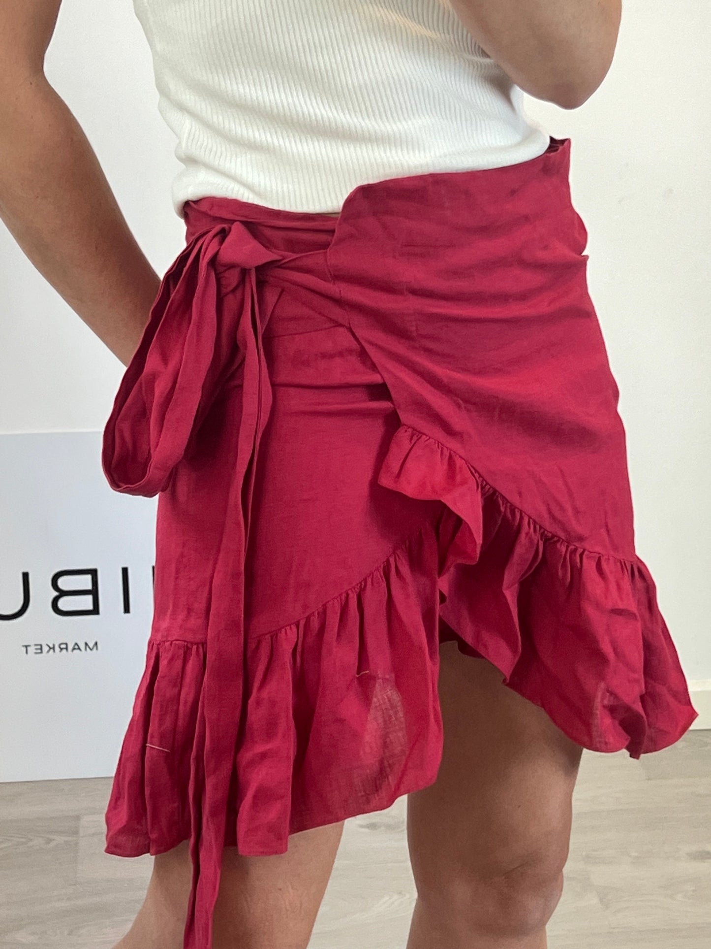 ISABEL MARANT ETOILE. Falda Lino con por frambuesa. T 36