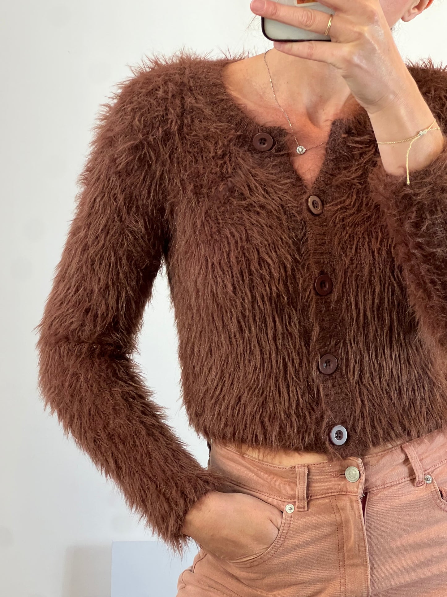 ZARA. Chaqueta marrón textura. T S