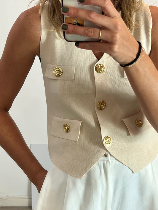 OTRAS. Chaleco beige botones T.u(s)